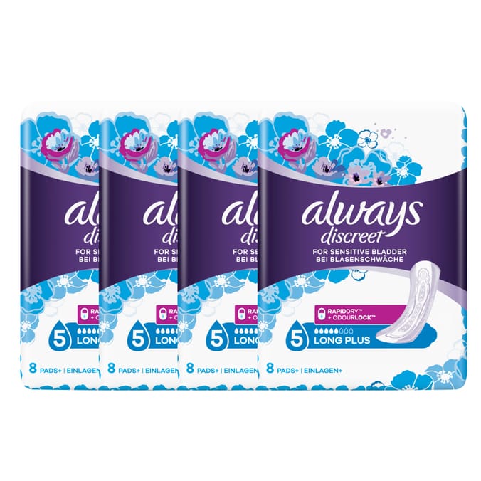 Always Discreet Incontinence Pads Plus Long Plus For Sensitive