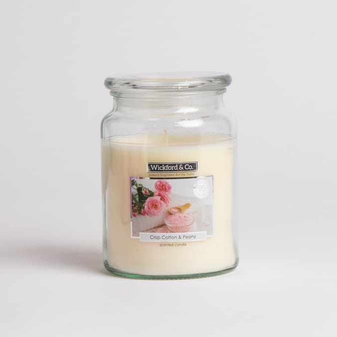 Wickford & Co Scented Candle Crisp Cotton & Peony (6 x 18oz), glass