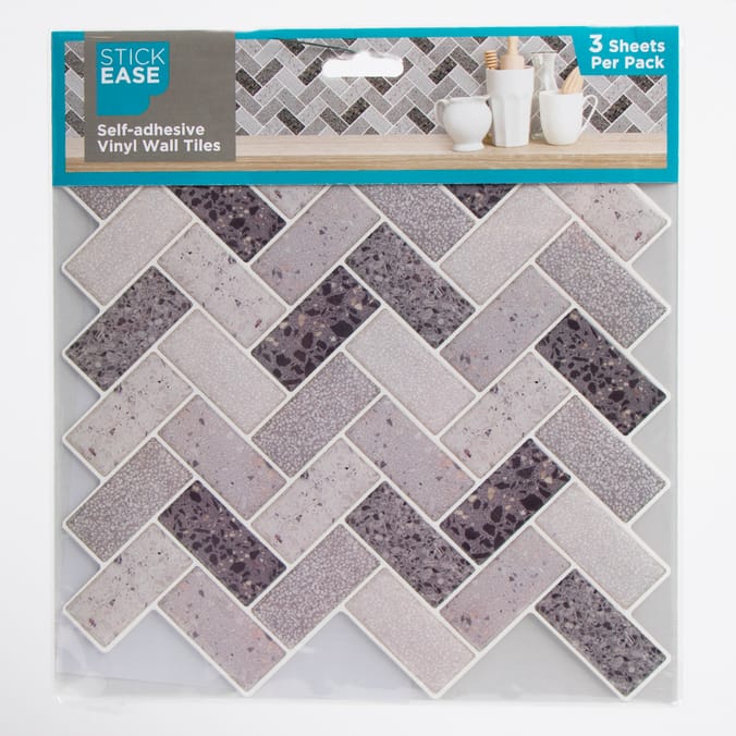 Stick Ease SelfAdhesive Vinyl Wall Tiles Granite Chevron (2 x 3