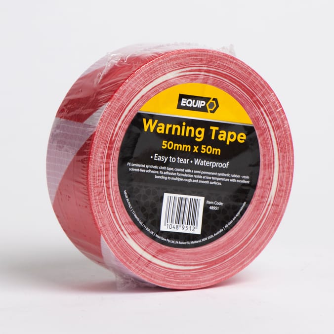 Equip Warning Tape 50m Red/White, Building Tape, Red and White Tape