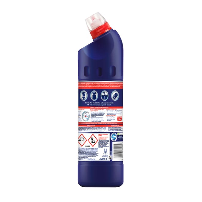 Domestos Original Thick Bleach 6 x 750 ml, Bottles of Bleach, Bleach