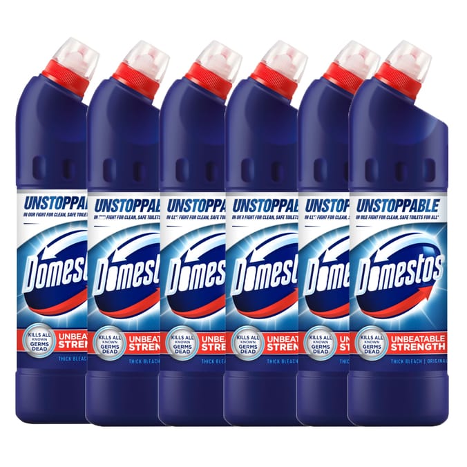 Domestos Original Thick Bleach 6 x 750 ml, Bottles of Bleach, Bleach