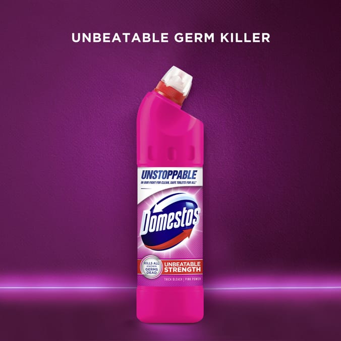 Domestos Pink Power Thick Bleach 6 x 750 ml, Bottles of Bleach, Bleach