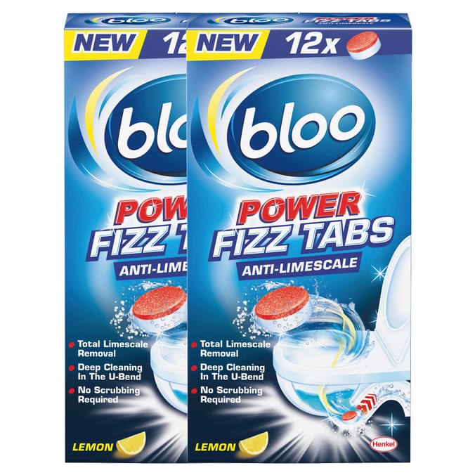 Bloo Power Fizz Tabs AntiLimescale Lemon 24 x 25g, toilet Tabs