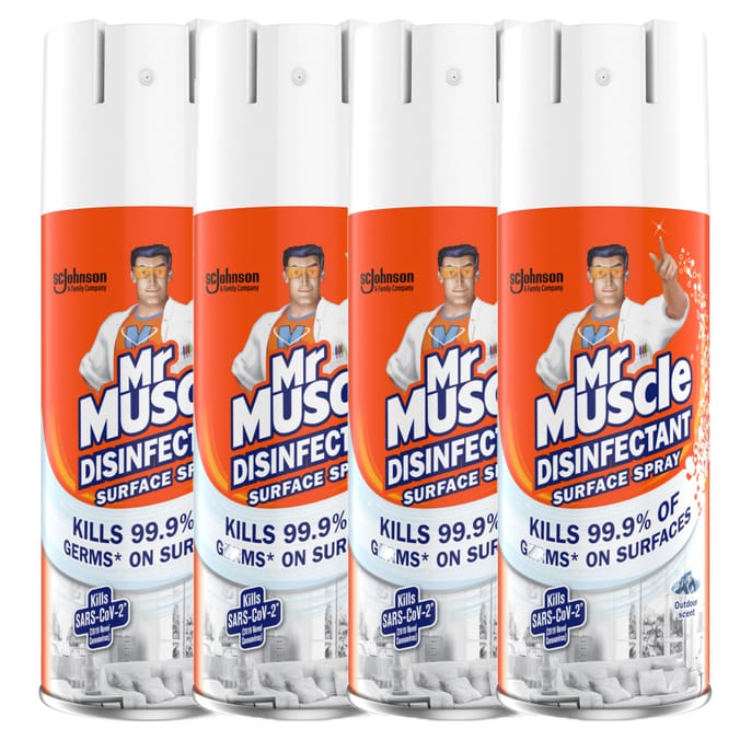 Mr Muscle Disinfectant Surface Spray 4 x 400ml, Disinfectant, Anti