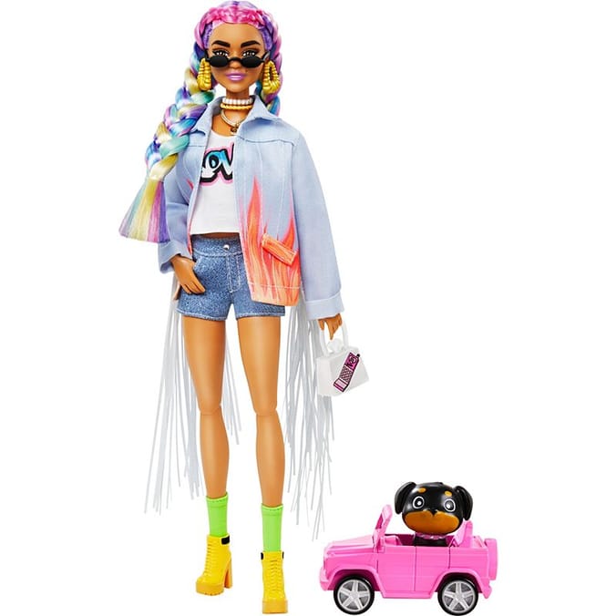  Barbie Extra Minis Doll #5 (5.5 in) Wearing Tie-Dye Jacket &  Shorts, with Doll Stand & Accessories Including Sunglasses and Purse, Gift  for Kids 3 Years Old & Up​ : Toys