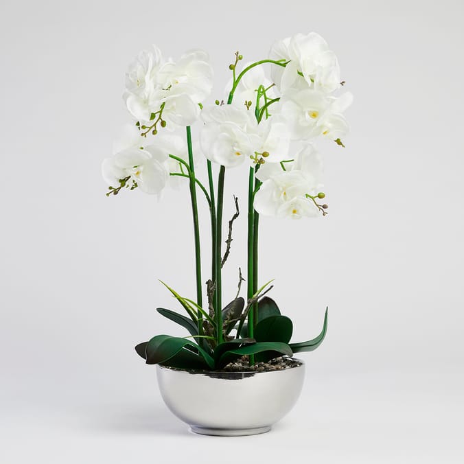 Ports of Call by Jeff Banks Real Touch Orchid In Silver Pot, plant