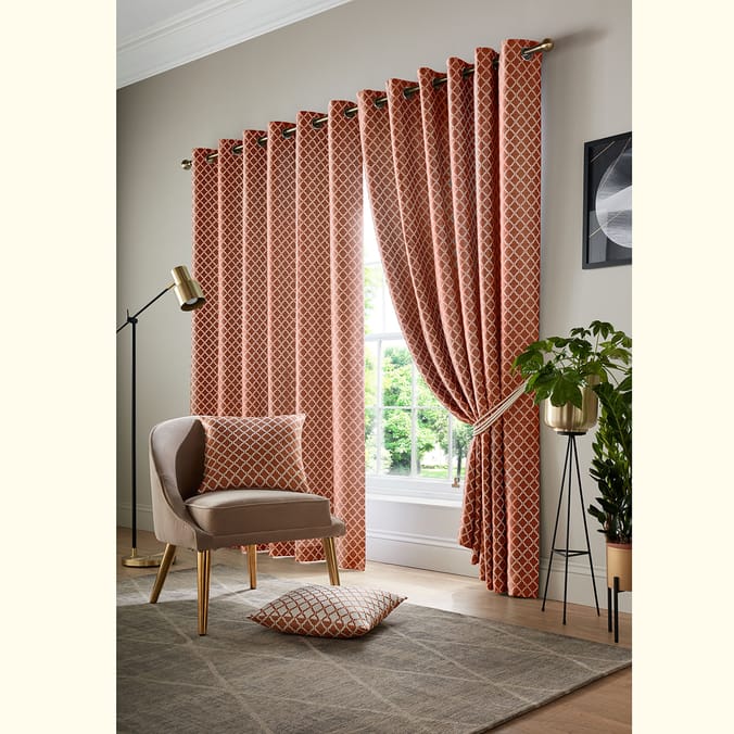 Alan Symonds Cotswold Fully Lined Curtains Orange, 5039373074450