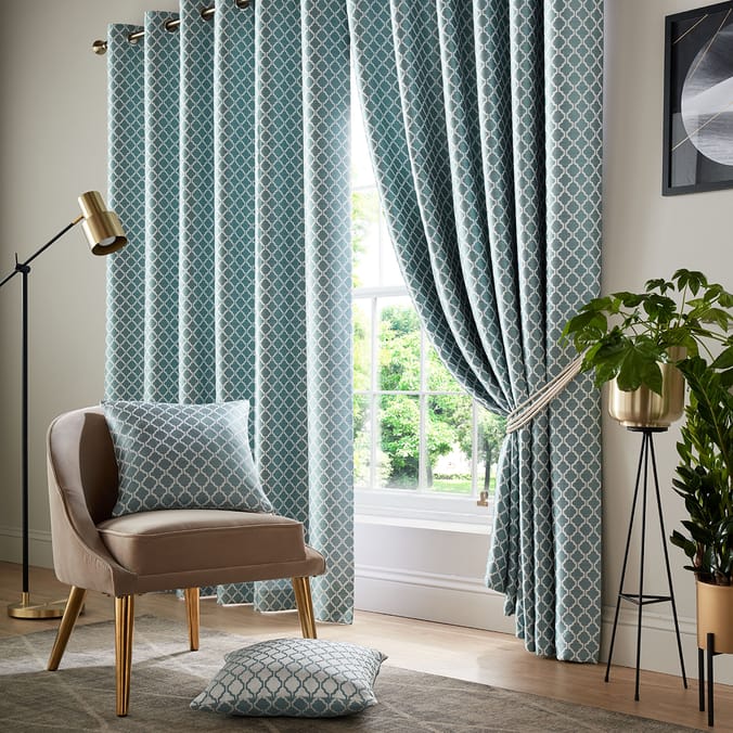 Alan Symonds Cotswold Fully Lined Curtains - Teal, 5039373074368 ...
