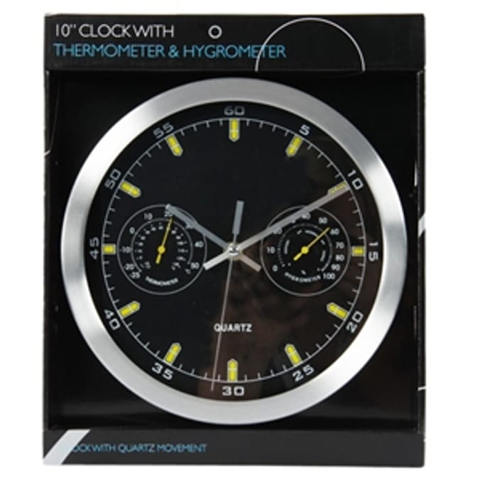 10" Clock with Thermometer & Hygrometer Home Bargains