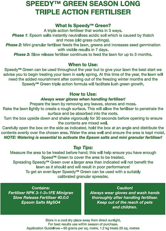 Speedy Green Season Long Triple Action Fertiliser 1.2kg (Case of 2