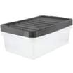 3 x 32 Litre Underbed Storage Clear Boxes with Grey Lid