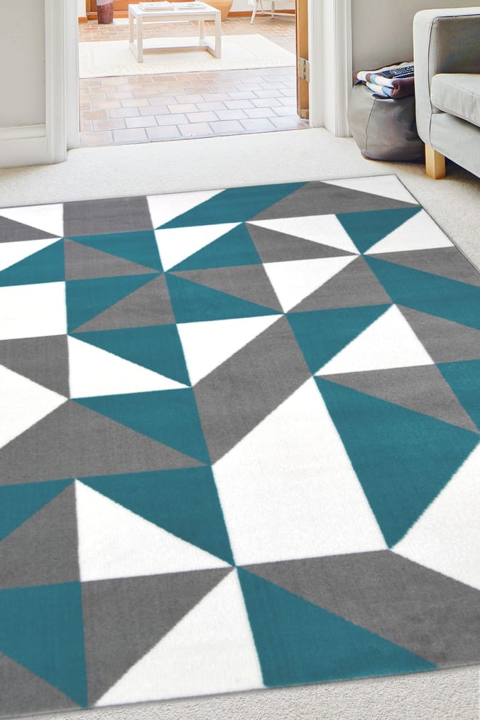 Geometric Rug Duck Egg, green blue, patterned zig zag living room