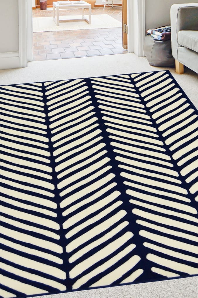 Navy Chevron Rug, rugs, navy blues patterned zig zag living room
