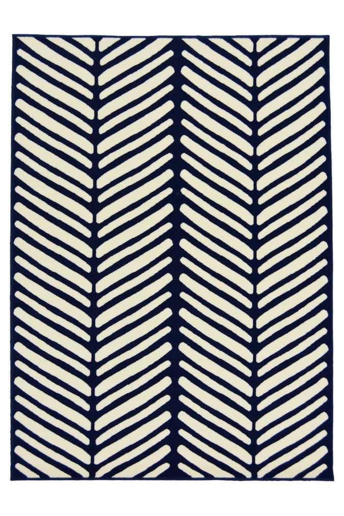 Navy Chevron Rug, rugs, navy blues patterned zig zag living room
