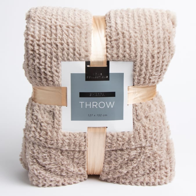 Home Collections Sherpa Throw Cream blankets soft comfy light living room bedrooms 10559406 Home Bargains