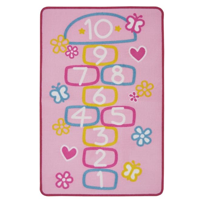 Pink Hopscotch Rug, childrens children's boys boy's kids fun girls girl