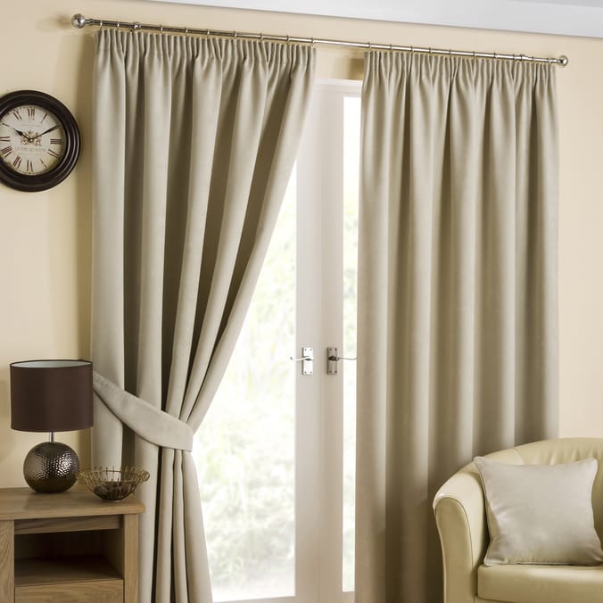 Alan Symonds Mayfair Taped Blackout Curtains - Natural,5039373080413 ...