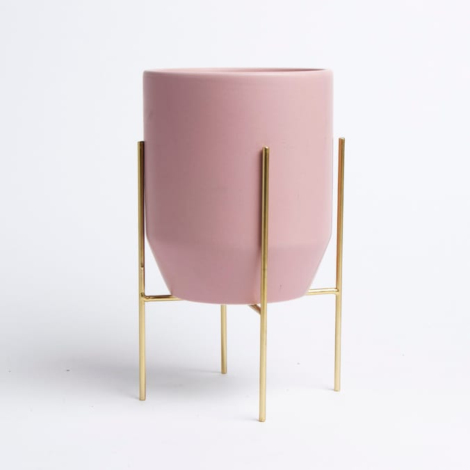 Home Collections Ceramic Pot With Stand Pink, plant pots with stands