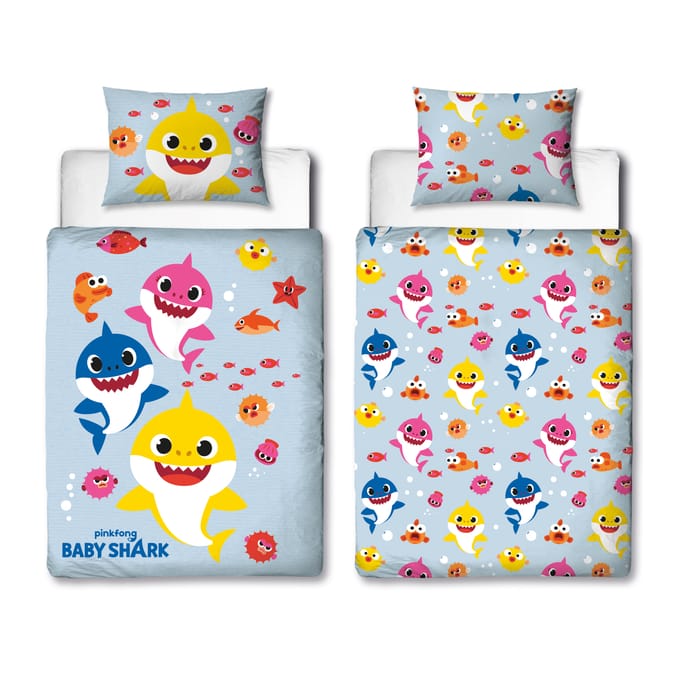 Baby Shark Fishes Junior Panel Reversible Duvet Set, duvets covers sets ...