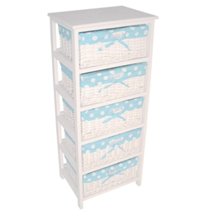 White Willow 5 Drawer Storage Unit Blue Home Bargains