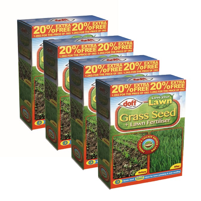 Doff Love Your Lawn Grass Seed & Fertiliser 1kg (Case Of 4) Home