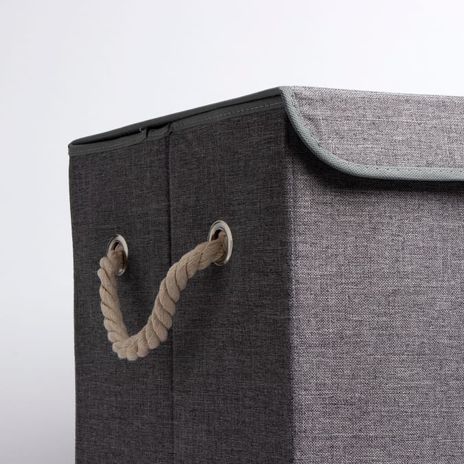 Bathroom: Folding Laundry Hamper - Woven Grey