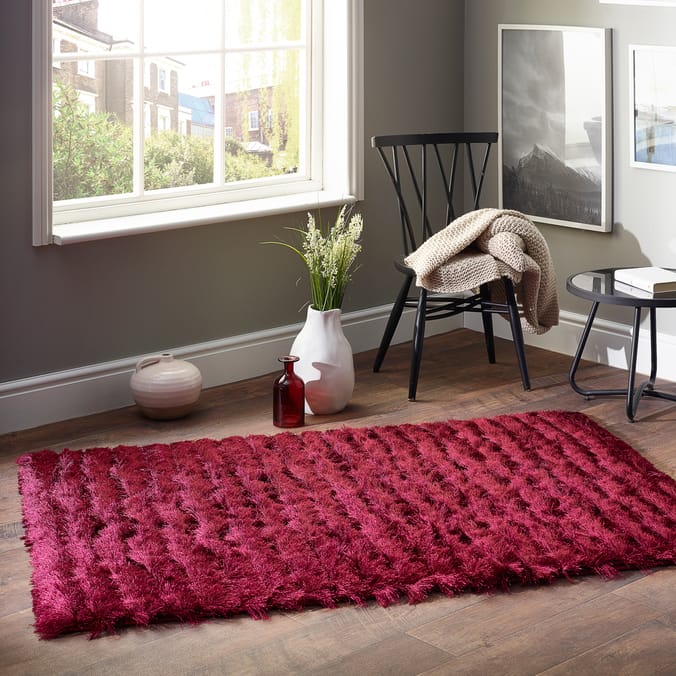5026134021563, 5026134021389, 5026134021440, Origins Glamour Thick Shaggy Rug Red, living