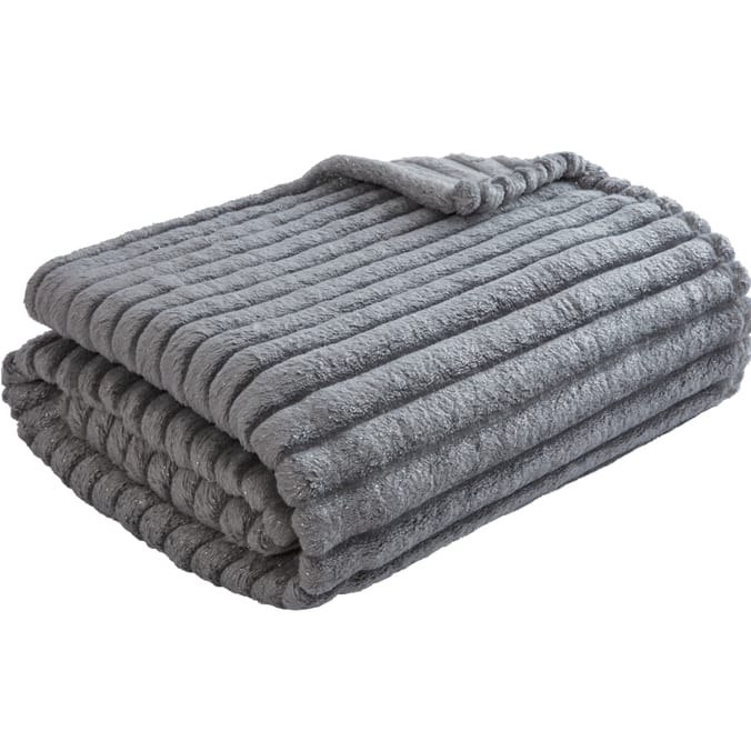 Sleepdown Ribbed Sparkle Glitter Fleece Throw: Grey, throws light dark ...