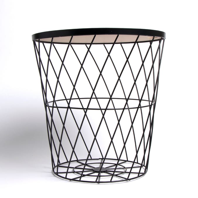 Home Collections Lidded Storage Basket Black, laundry, washing, clothing, store, wire, wooden
