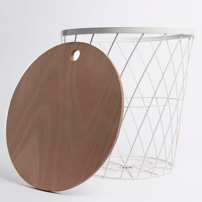 Home Collections Lidded Storage Basket White Home Bargains