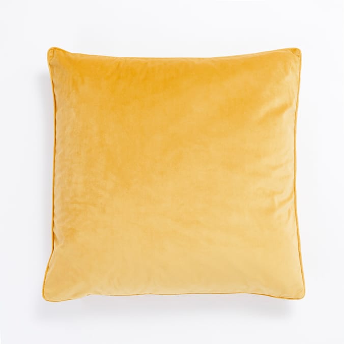 Home Collections Large Velvet Feather Cushion - Ochre