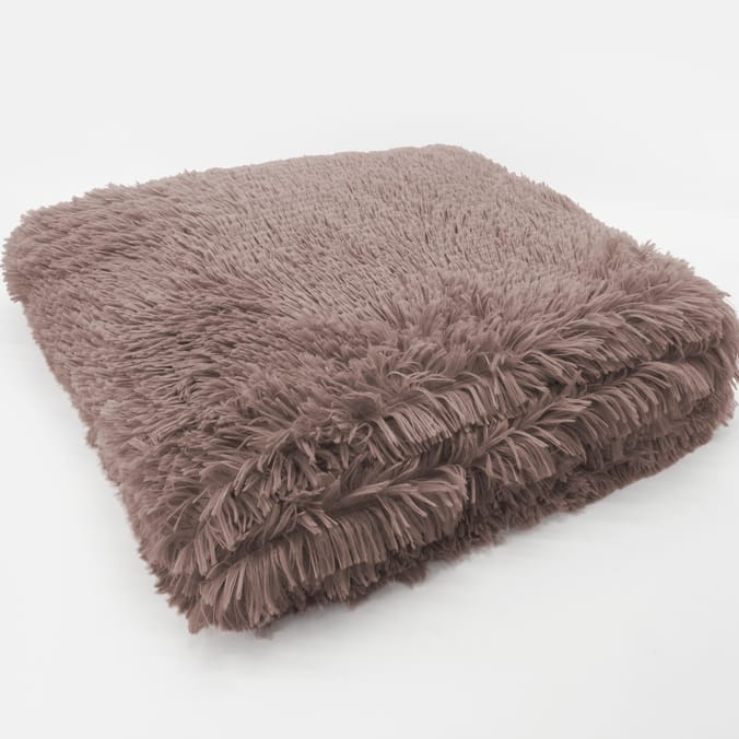 Sleepdown Luxury Long Pile Faux Fur Throw Natural, throws, shimmery