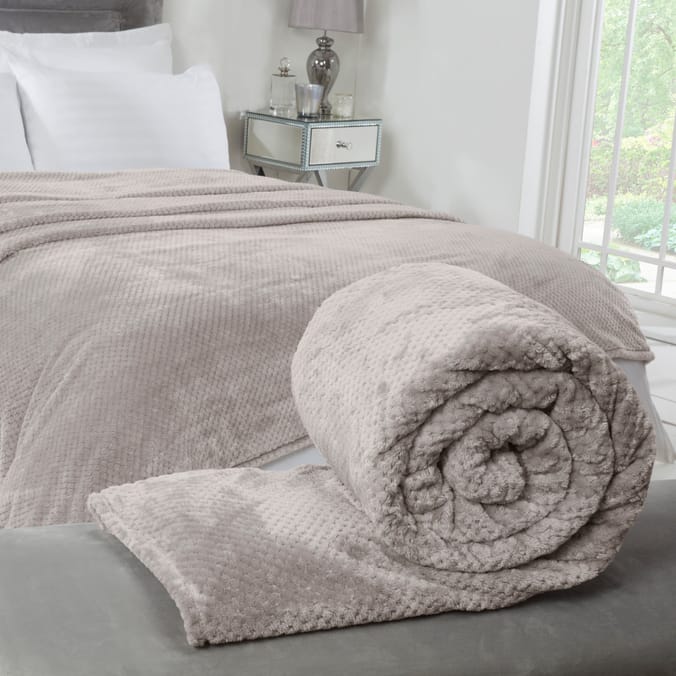 Sleepdown Large Waffle Fleece Throw Mink throws blankets