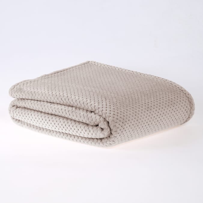 Sleepdown Large Waffle Fleece Throw Mink, throws, , blankets bedroom