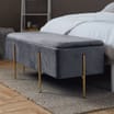 Home Collections Velvet Ottoman with Hinged Lid: Charcoal