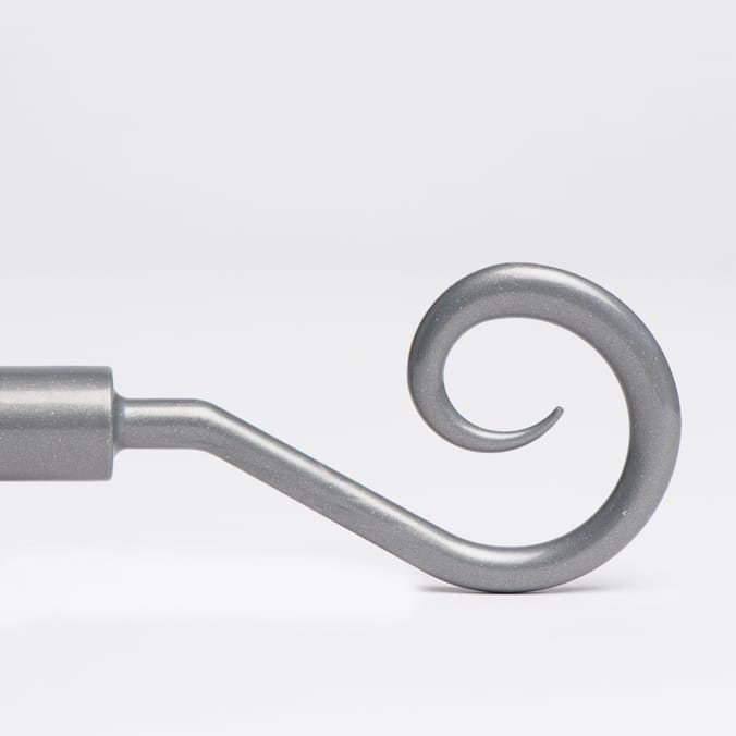 Extendable Metal Curtain Pole With Crook Finial Grey Home Bargains
