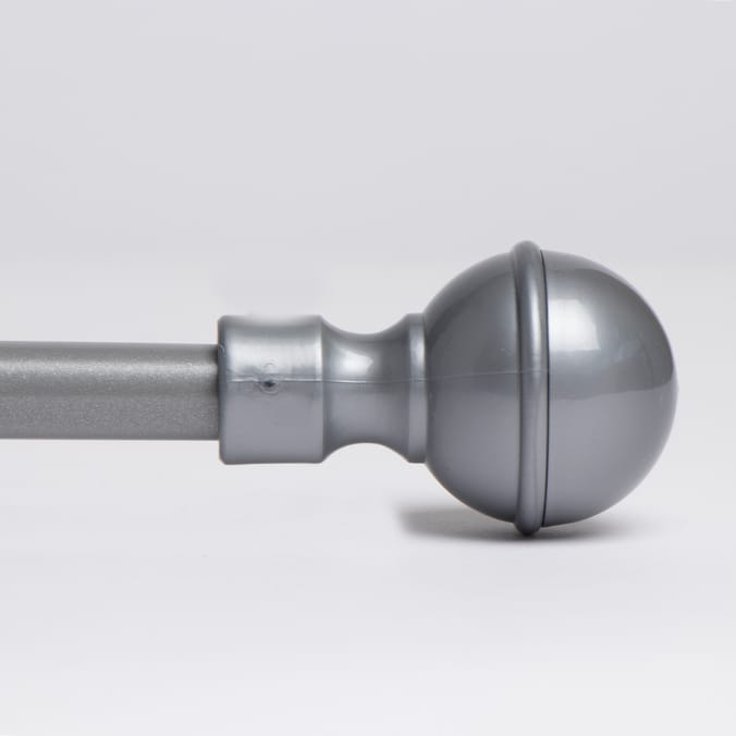 Extendable Metal Curtain Pole With Ball Finial Grey Home Bargains