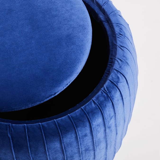 Home Collections Pleated Storage Footstool Navy, bedroom living rooms