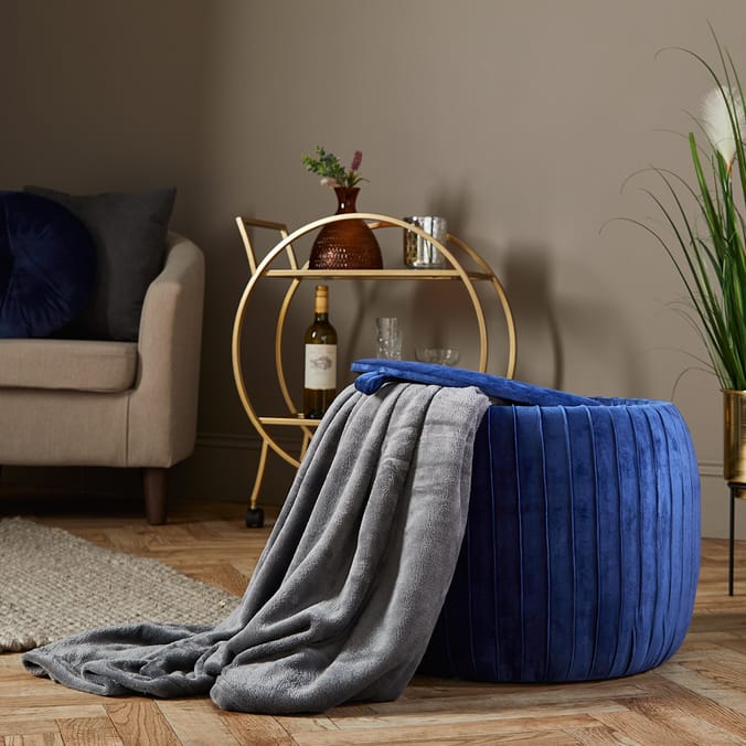 Home Collections Pleated Storage Footstool: Navy