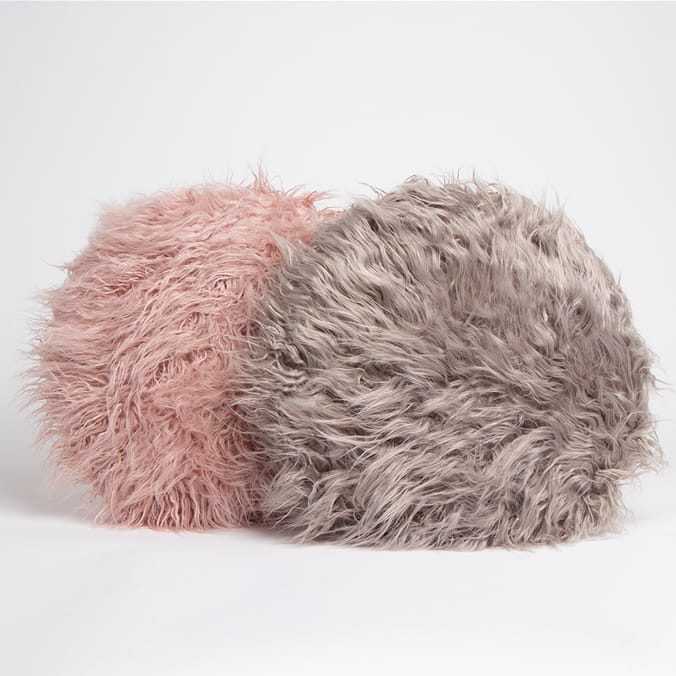 Home Collections Round Faux Mongolian Cushion Pink, cushions, living