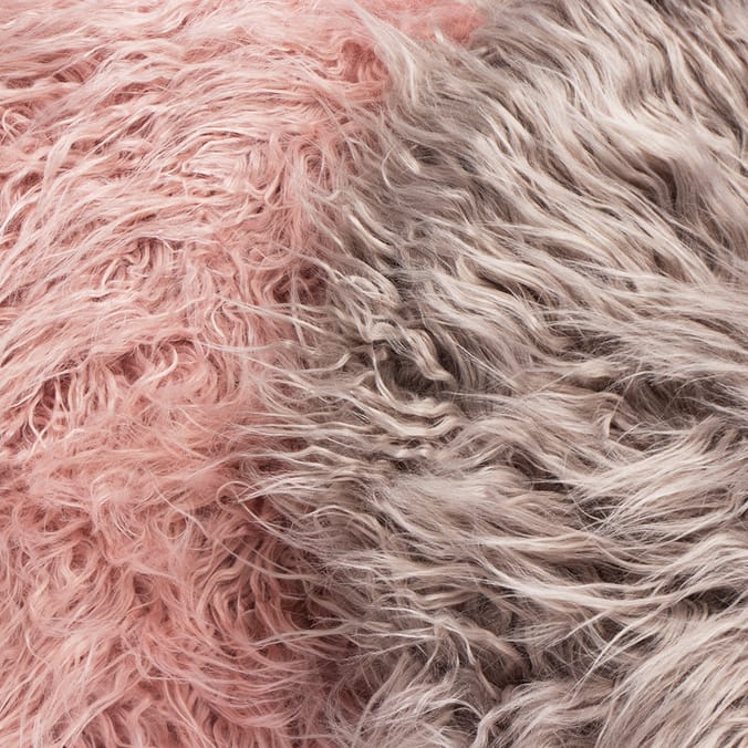 Home Collections Round Faux Mongolian Cushion Pink, cushions, living