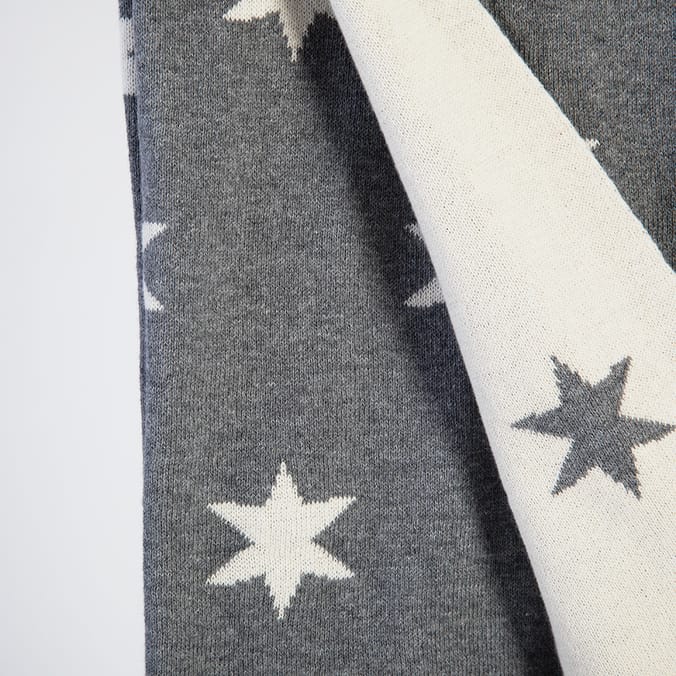 My Little Home Cotton Blanket Grey Home Bargains