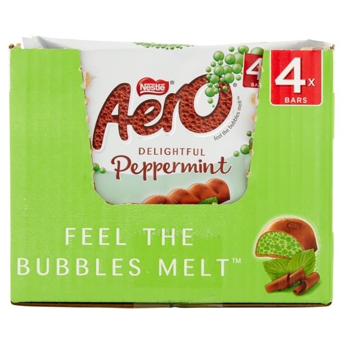 Aero: Bubbly Peppermint Mint Chocolate Bar 4 Pack (Case of 14)