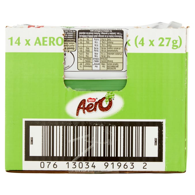 Aero: Bubbly Peppermint Mint Chocolate Bar 4 Pack (Case of 14)