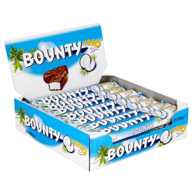Bounty Coconut Milk Chocolate Trio Bar 85g (126x), chocolate Home