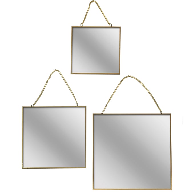 Set 3 Brass Asymmetric Mirrors, arthouse, mirrors, living room, bedroom