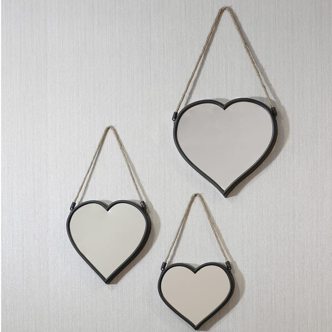 Set 3 Heart Mirrors, , arthouse, mirrors, living room, bedroom blossom