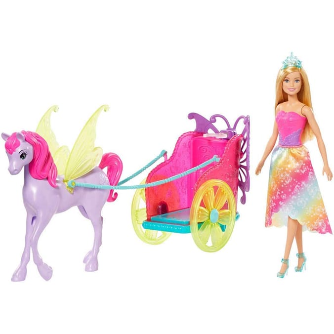 Barbie: Dreamtopia Princess Doll with Fantasy Horse and Chariot, girls,  girls, pegasus, horse, horses, doll, dolls , girl, barbies, &, and,  playset, play, set