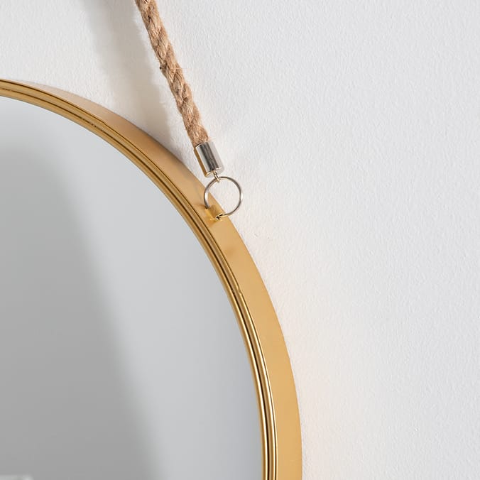 Round Rope Hanging Mirror - Gold